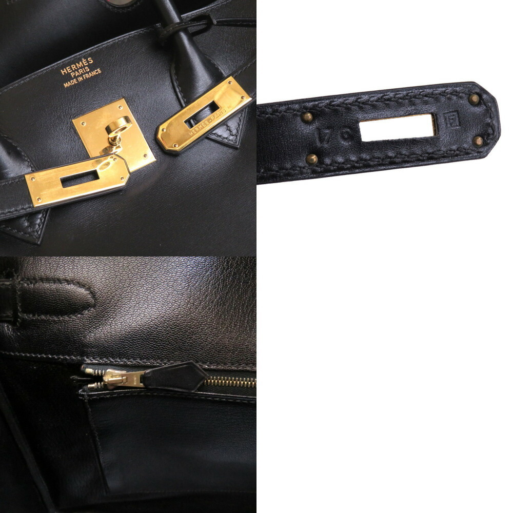 HERMES Handbag Birkin 35 Black Black Gold Hardware Calf