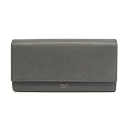Celine Large Flap 10B563 Women's Leather Long Wallet (bi-fold) Gray