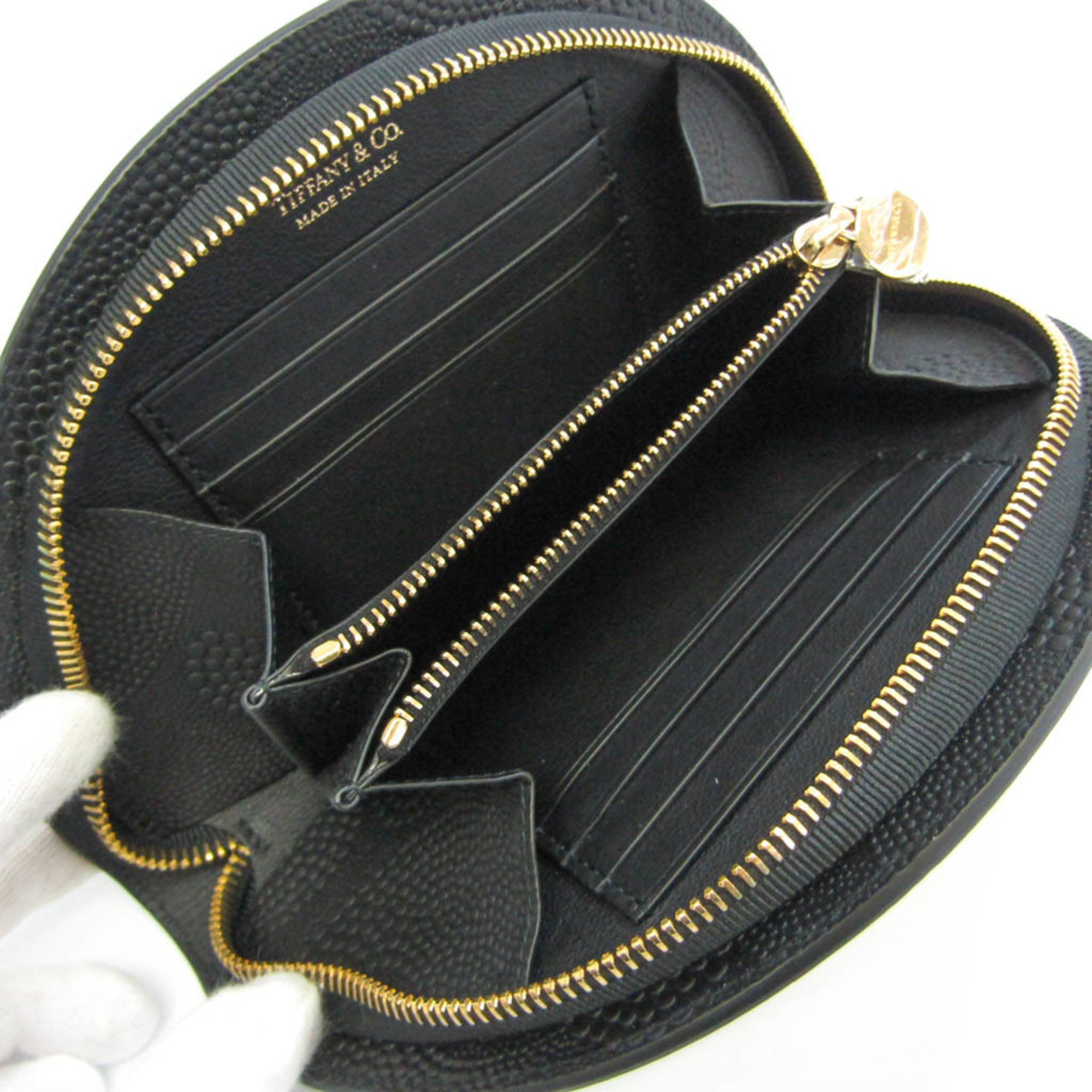 Tiffany Half Moon Coin Case Men,Women Leather Long Wallet (bi-fold) Black