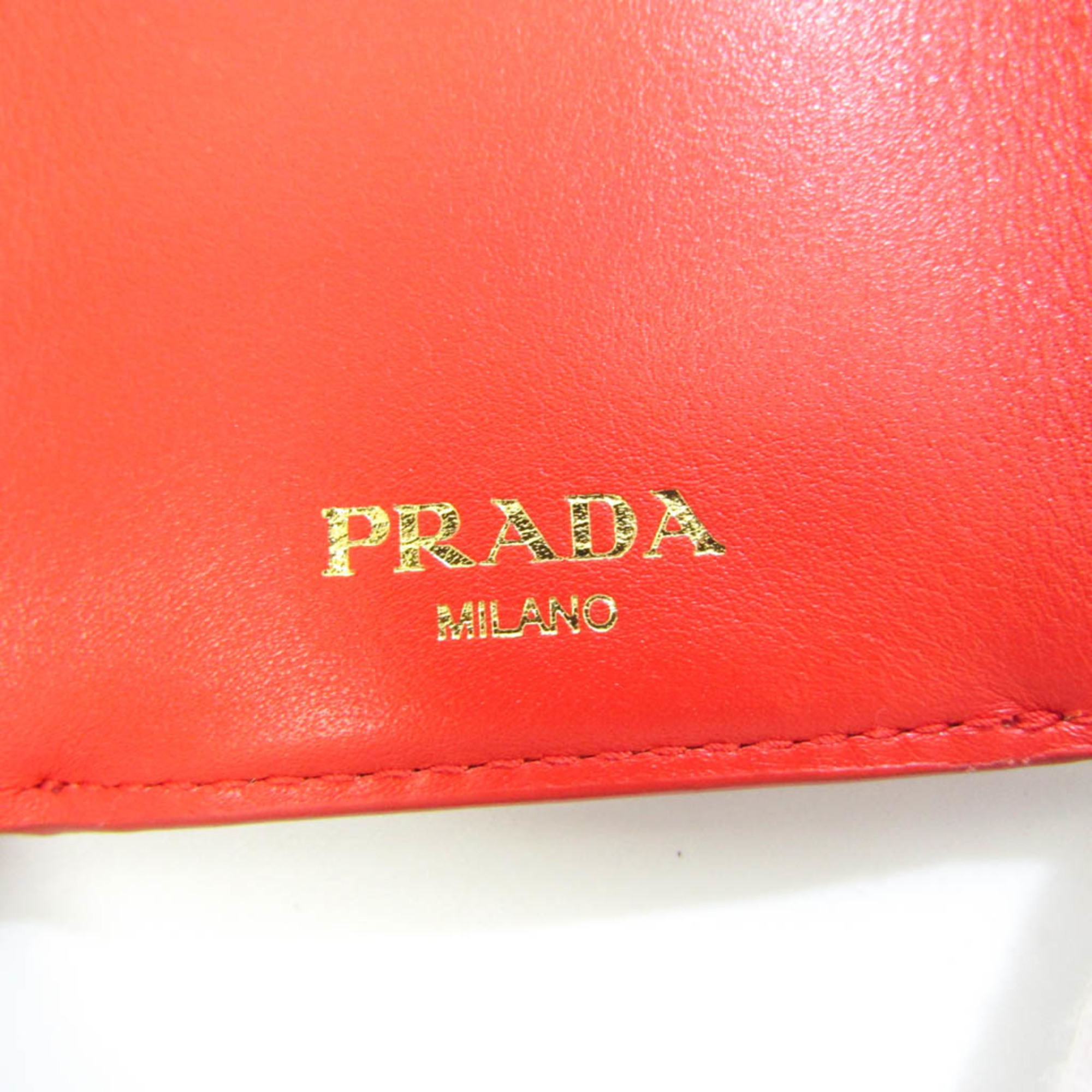 Prada 1MH021 Women's Leather Wallet (tri-fold) Red Color