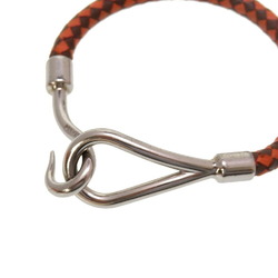 Hermes jumbo leather brown orange silver bracelet