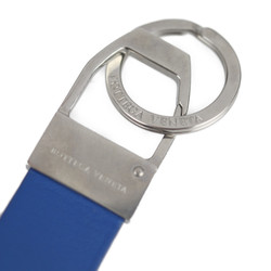 BOTTEGA VENETA Bottega Veneta key holder 578208 leather metal blue silver fittings ring charm hand strap punching logo