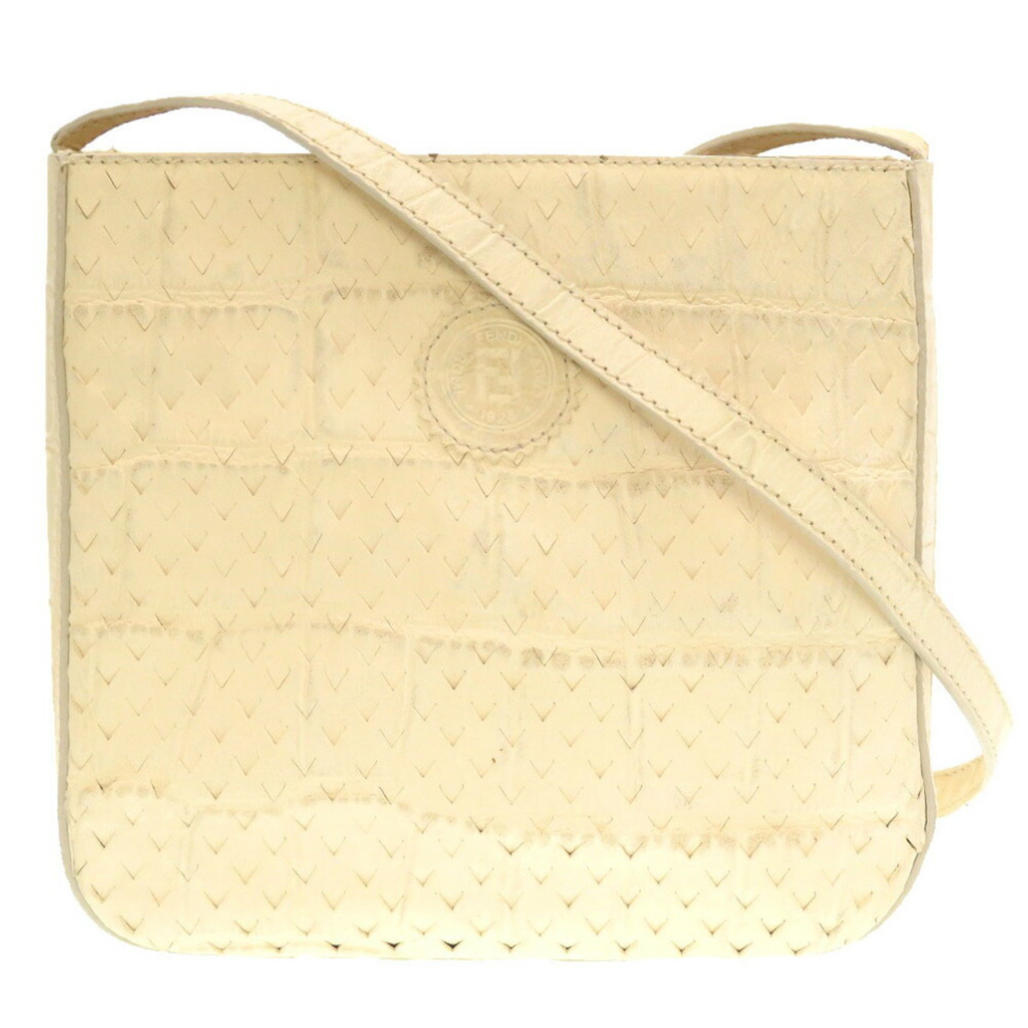 FENDI DESIGNED LEATHER IVORY SHOULDER BAG