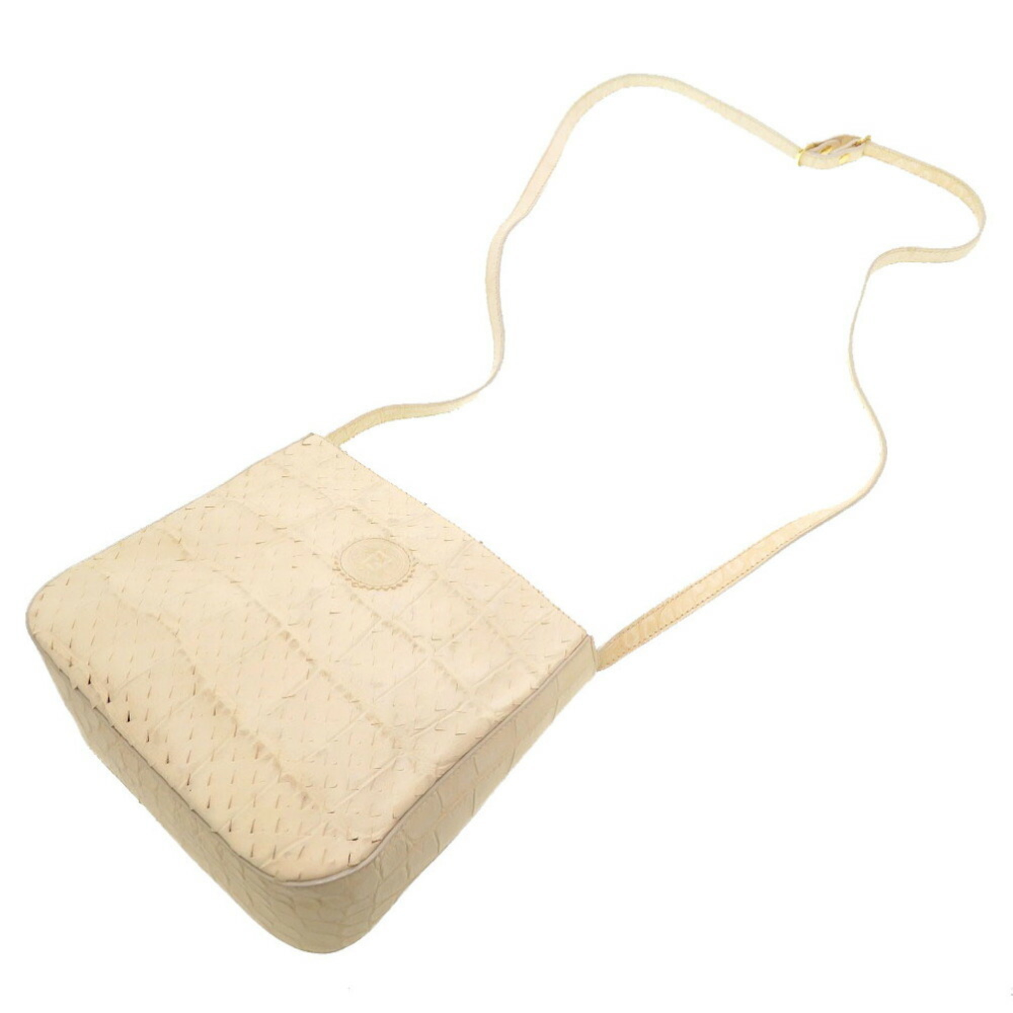 FENDI DESIGNED LEATHER IVORY SHOULDER BAG