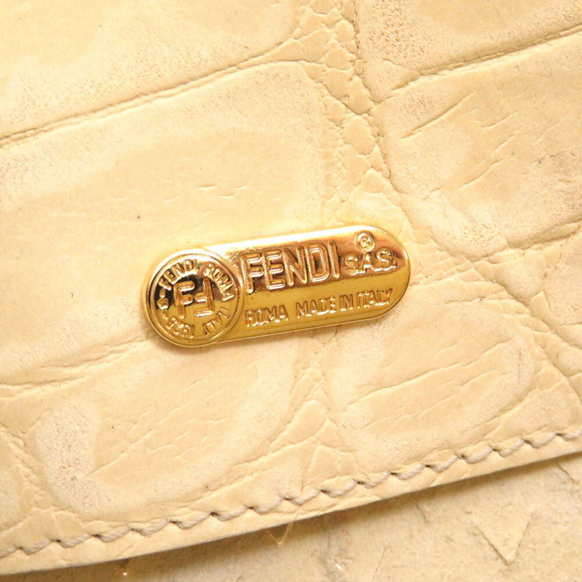 FENDI DESIGNED LEATHER IVORY SHOULDER BAG