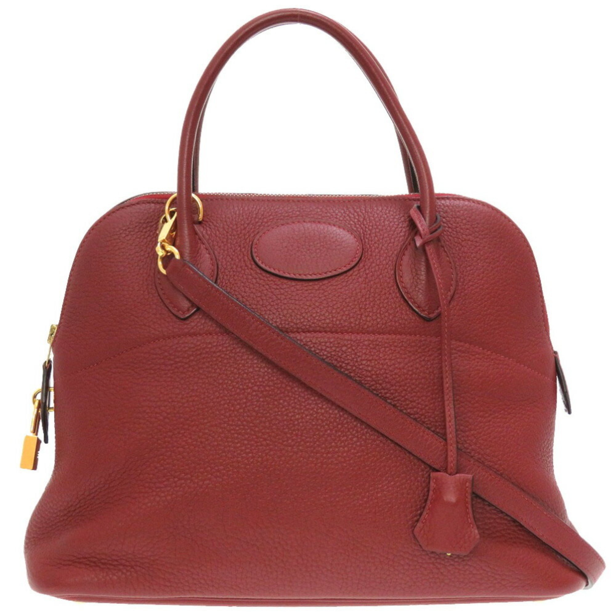 Hermes Bolide 31 Handbag Taurillon Clemence Rouge Ash □L Engraved Red