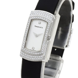 Tiffany cocktail watch full diamond K18 white gold leather ladies TIFFANY&Co.