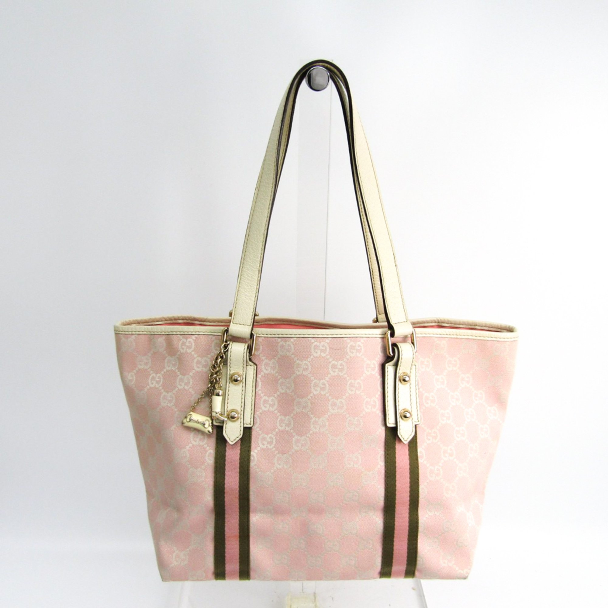 Gucci 137396 Women s GG Canvas Tote Bag White Baby Pink Khaki eLADY Globazone