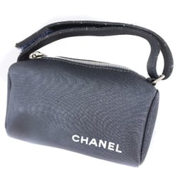 Chanel Logo Vintage Nylon Gray Ladies Pouch