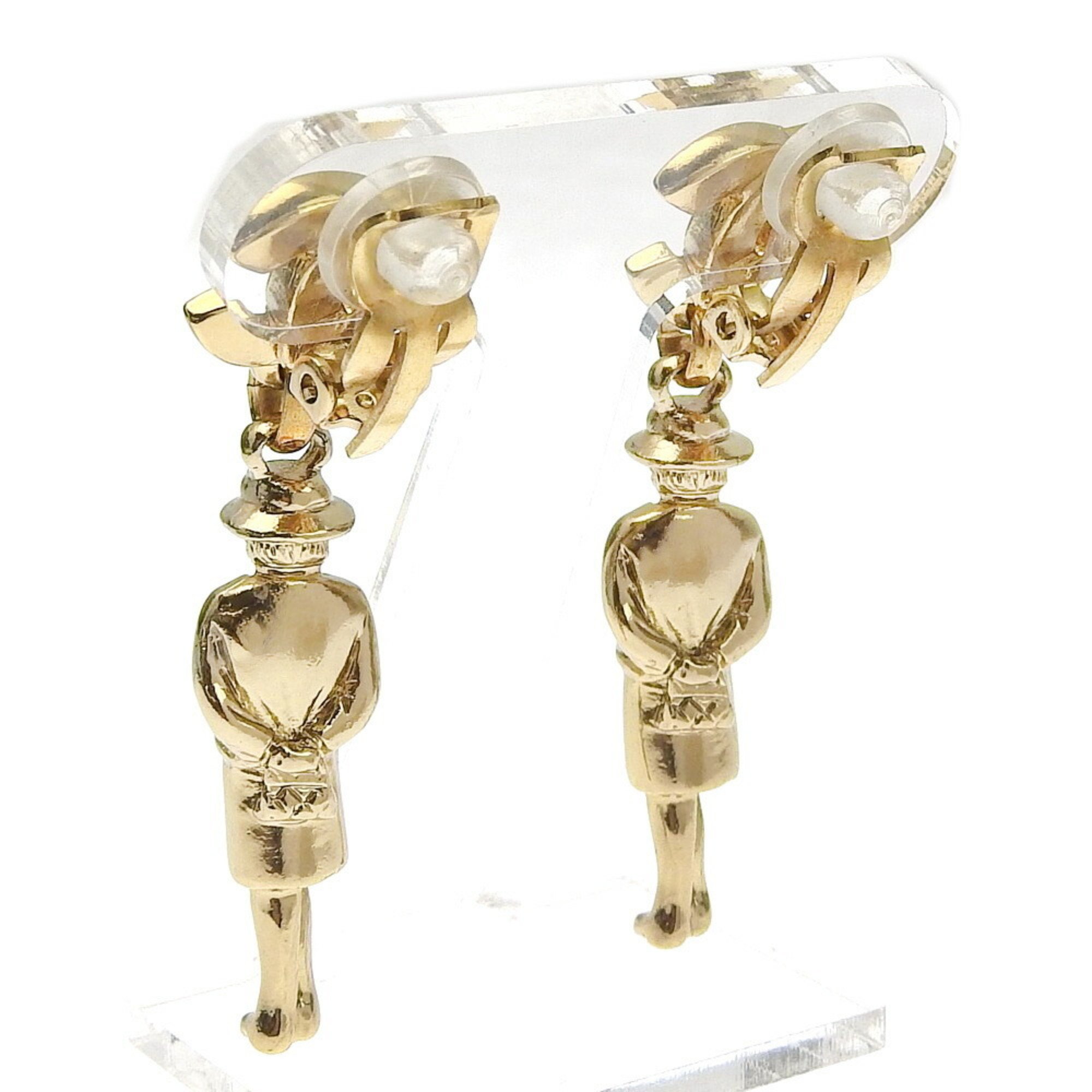 Chanel Mademoiselle Cocomark Doll Motif Gold Plated 02P Women's Earrings