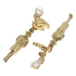 Chanel Mademoiselle Cocomark Doll Motif Gold Plated 02P Women's Earrings