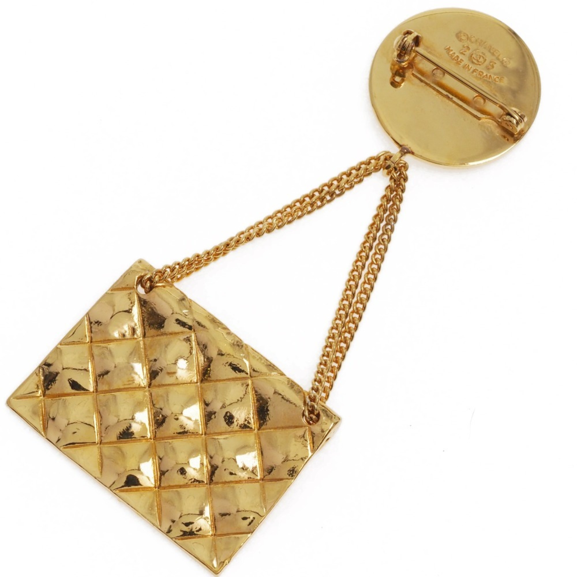 Chanel Cocomark Matelasse Bag Motif Vintage Gold Plated 23 Women's Brooch