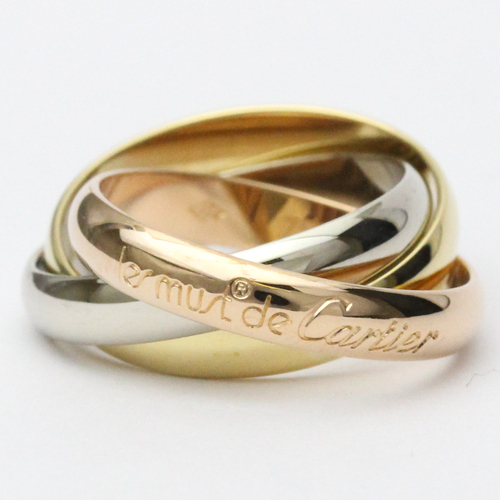 Polished CARTIER Trinity #51 US 5 3/4 TriColor 18K YG PG WG 750 Ring BF556432