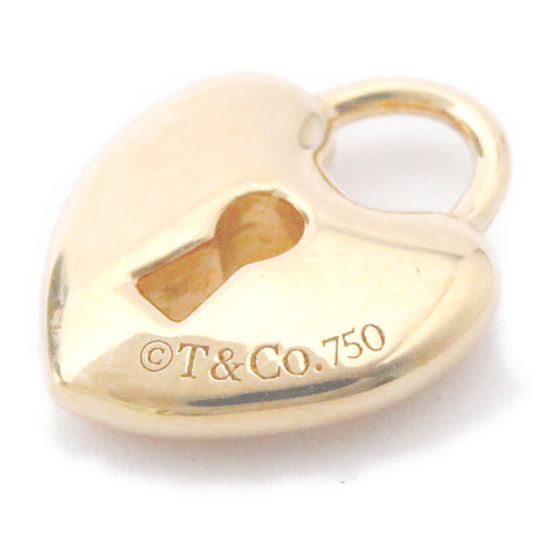 Polished TIFFANY Heart Lock 18K Pink Gold PG Pendant Top BF556429