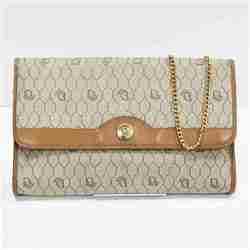 Christian Dior Bag Honeycomb Pattern Chain Shoulder Brown Beige Ladies