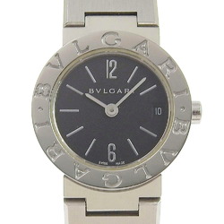 Bvlgari BB23SS stainless steel silver quartz analog display ladies black dial watch