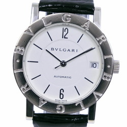 Bvlgari BBW33GL K18 White Gold x Leather Silver Automatic Winding Analog Display Men's Dial Watch