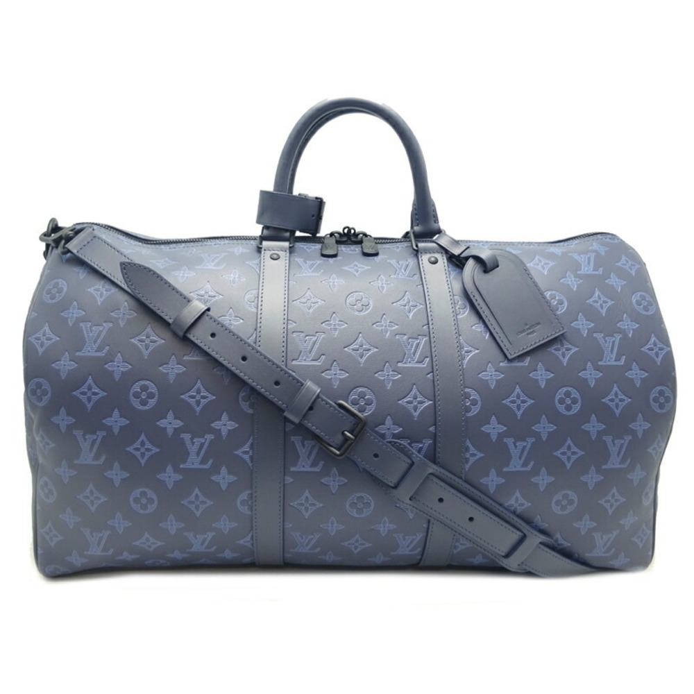 Louis Vuitton Keepall Bandouliere 50 Women's and Men's Boston Bag M45731  Monogram Shadow Leather Navy