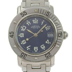 Hermes Clipper Diver CL5.210 Stainless Steel Silver Quartz Analog Display Women's Navy Dial Watch