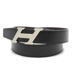 Hermes H Belt Speed Boxcalf Black/Brown Silver Hardware U Engraved #85