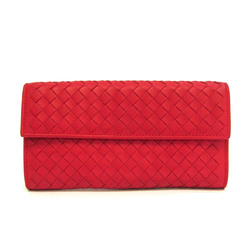 Bottega Veneta Intrecciato 150509 Women's Leather Long Wallet (bi-fold) Red Color