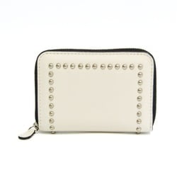 J&M Davidson SMALL ZIP PURSE WITH STUDS 10131N Women's Leather Coin Purse/coin Case Off-white