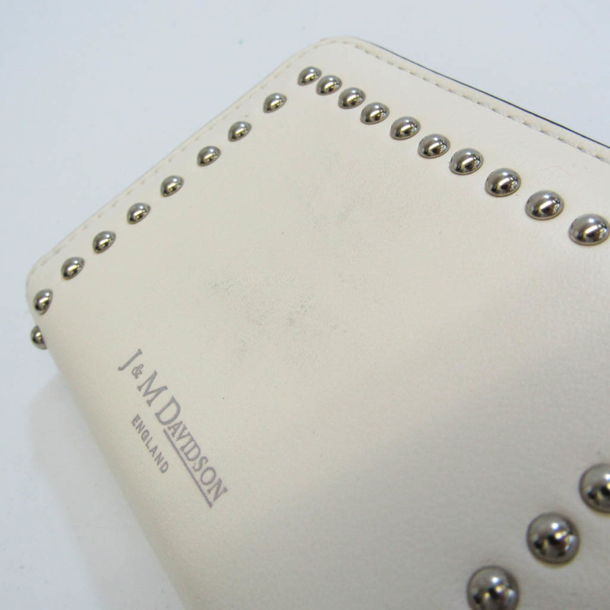 J&M Davidson SMALL ZIP PURSE WITH STUDS 10131N Women's Leather Coin Purse/coin Case Off-white