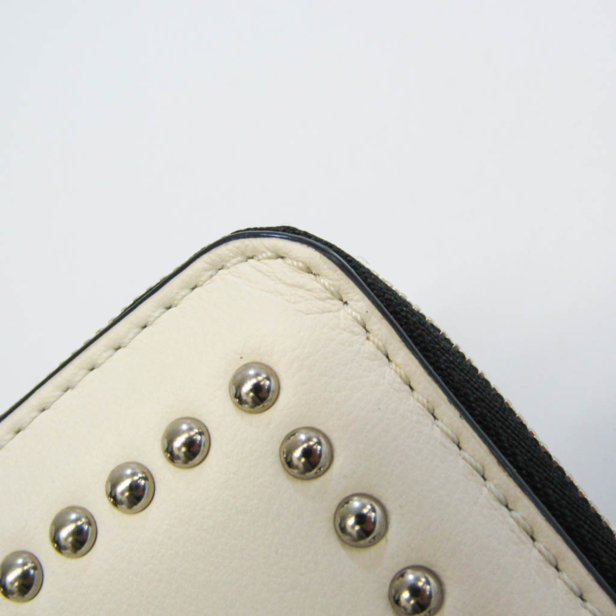 J&M Davidson SMALL ZIP PURSE WITH STUDS 10131N Women's Leather Coin Purse/coin Case Off-white