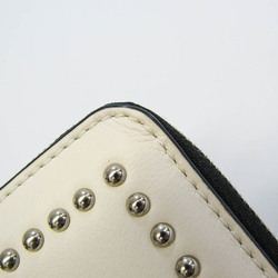 J&M Davidson SMALL ZIP PURSE WITH STUDS 10131N Women's Leather Coin Purse/coin Case Off-white