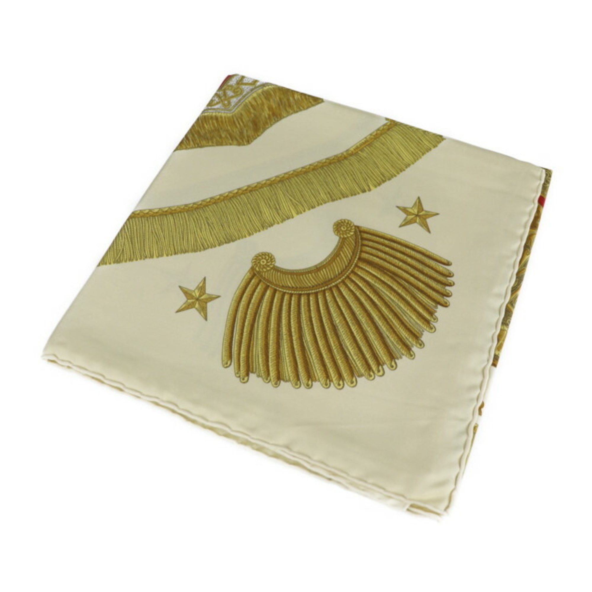 HERMES Hermes Poste et Cavalerie saber decoration bag Carre 90 scarf silk beige gold multicolor