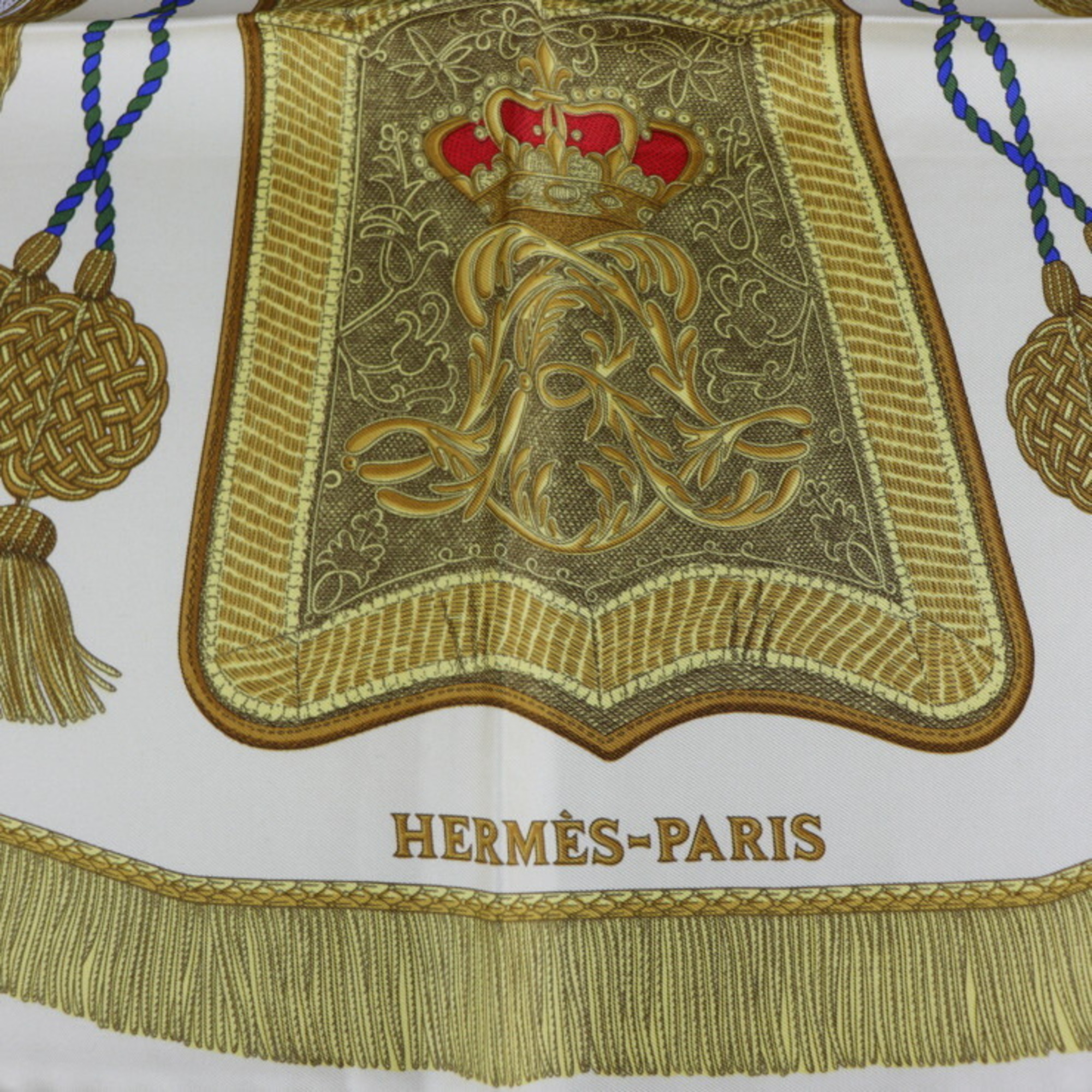 HERMES Hermes Poste et Cavalerie saber decoration bag Carre 90 scarf silk beige gold multicolor