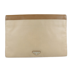 PRADA Prada clutch bag VR0074 leather beige brown document second business