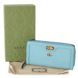 GUCCI Gucci bamboo long wallet turquoise 658634