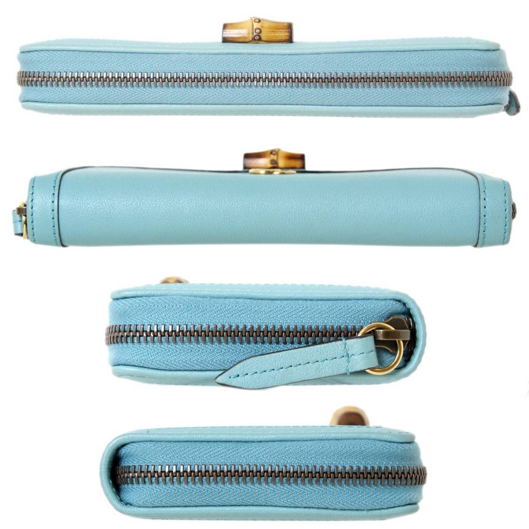 GUCCI Gucci bamboo long wallet turquoise 658634