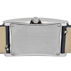 Tiffany & Co East West Mini 2 Hand Ladies Quartz Watch SS Double Wrap Strap Navy Dial