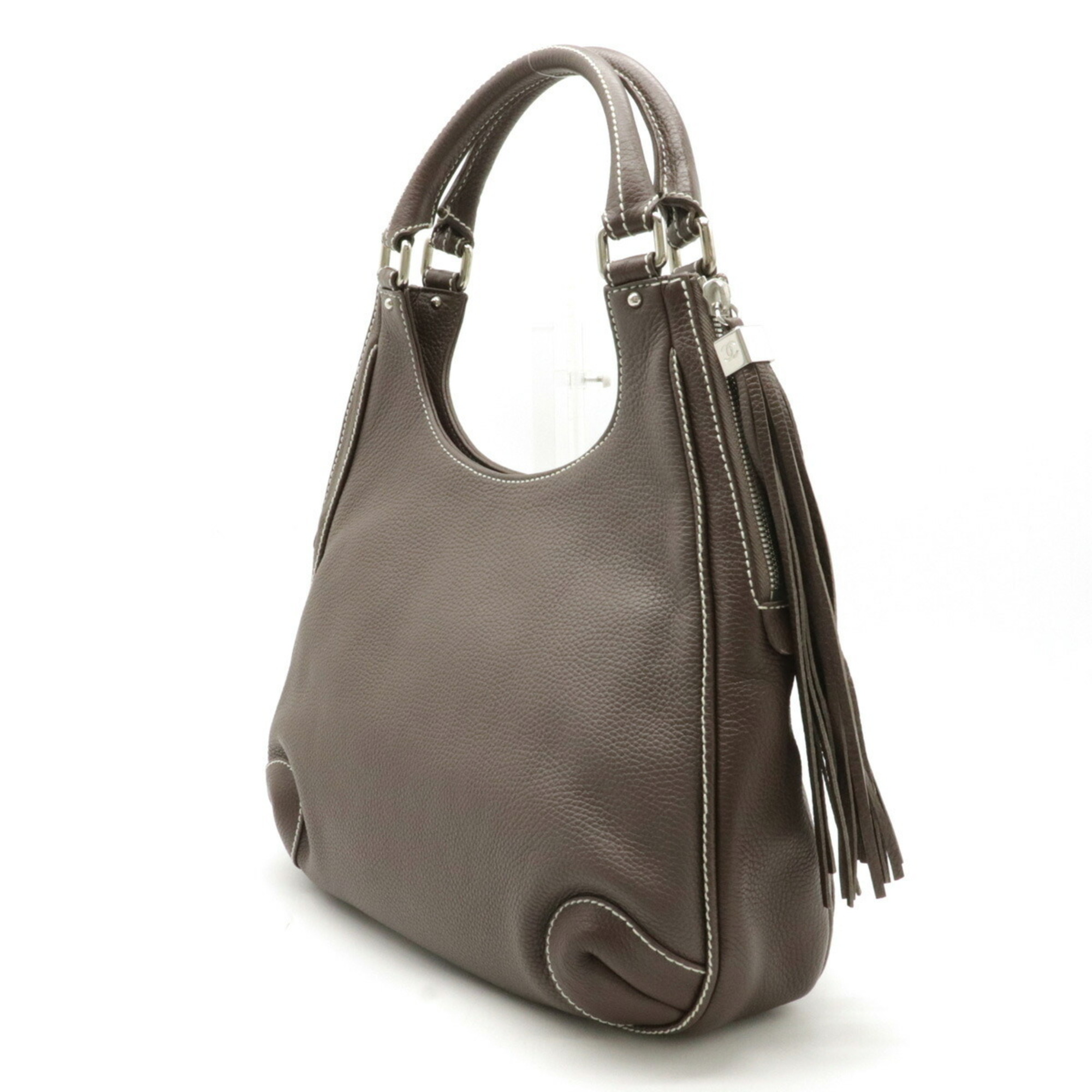 CHANEL Chanel tote bag shoulder leather brown tea A23056