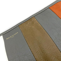 Balenciaga clutch bag gray orange white 443658 leather BALENCIAGA handbag stripe men's women's unisex multicolor