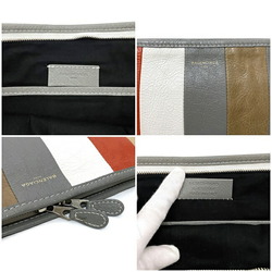 Balenciaga clutch bag gray orange white 443658 leather BALENCIAGA handbag stripe men's women's unisex multicolor