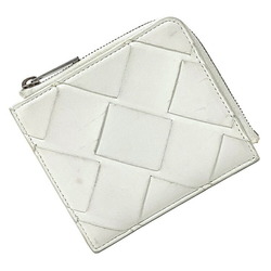 Bottega Veneta L-shaped wallet white silver intrecciato leather BOTTEGA VENETA zip women's men's
