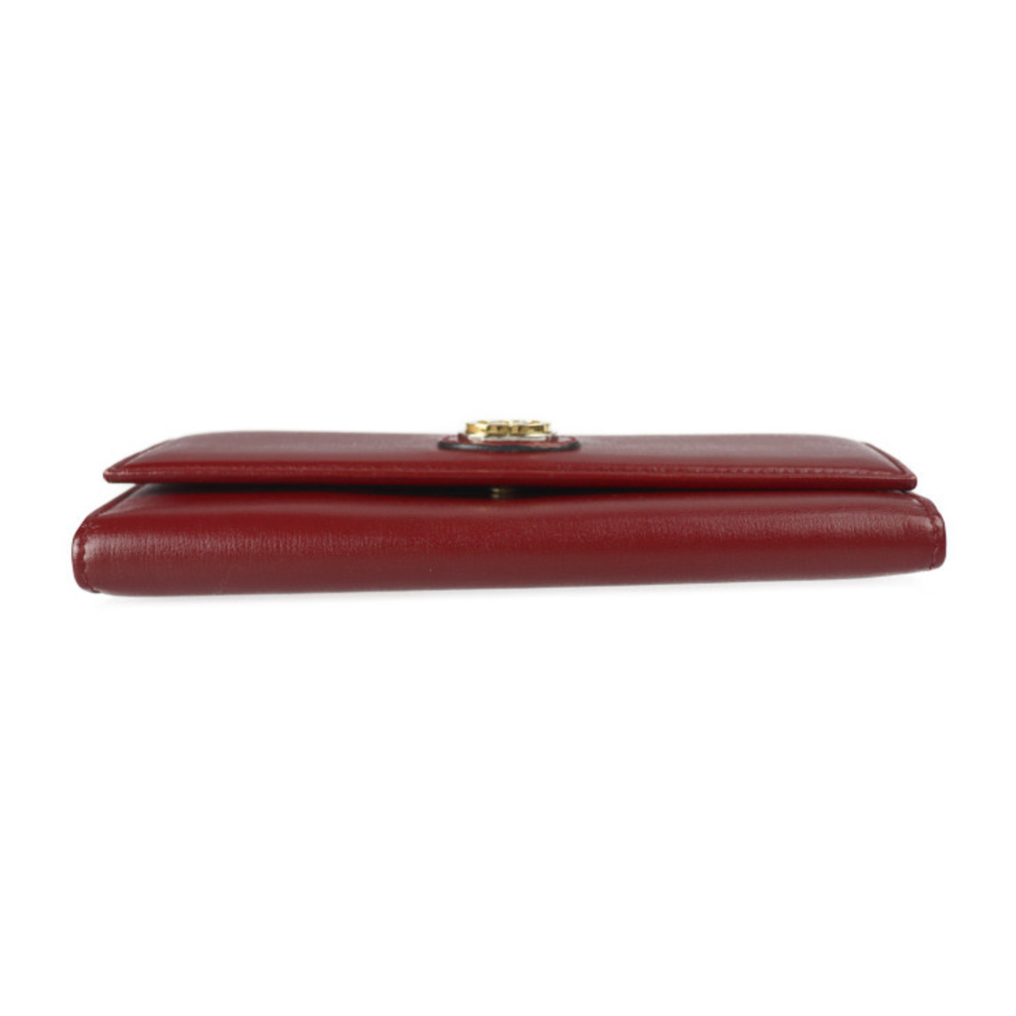 GUCCI Gucci Interlocking G Marina Bifold Wallet 598531 Leather Red Bordeaux Gold Hardware Long