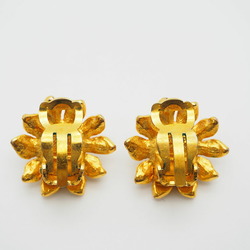CHANEL flower earrings ladies 97P gold rhinestone
