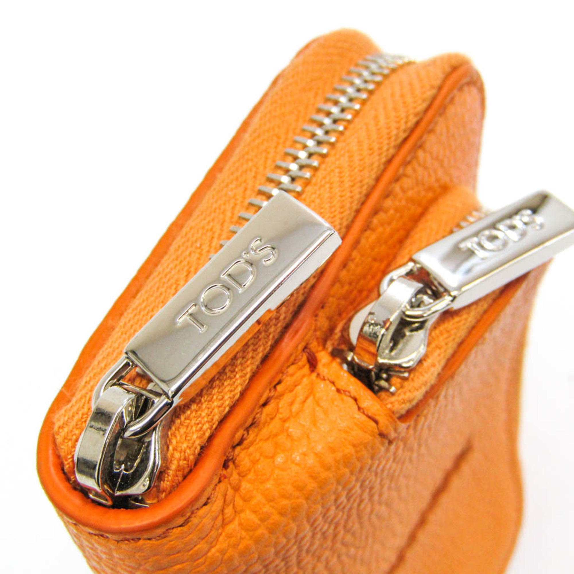 Tod's Card Case Women,Men Leather Coin Purse/coin Case Light Orange