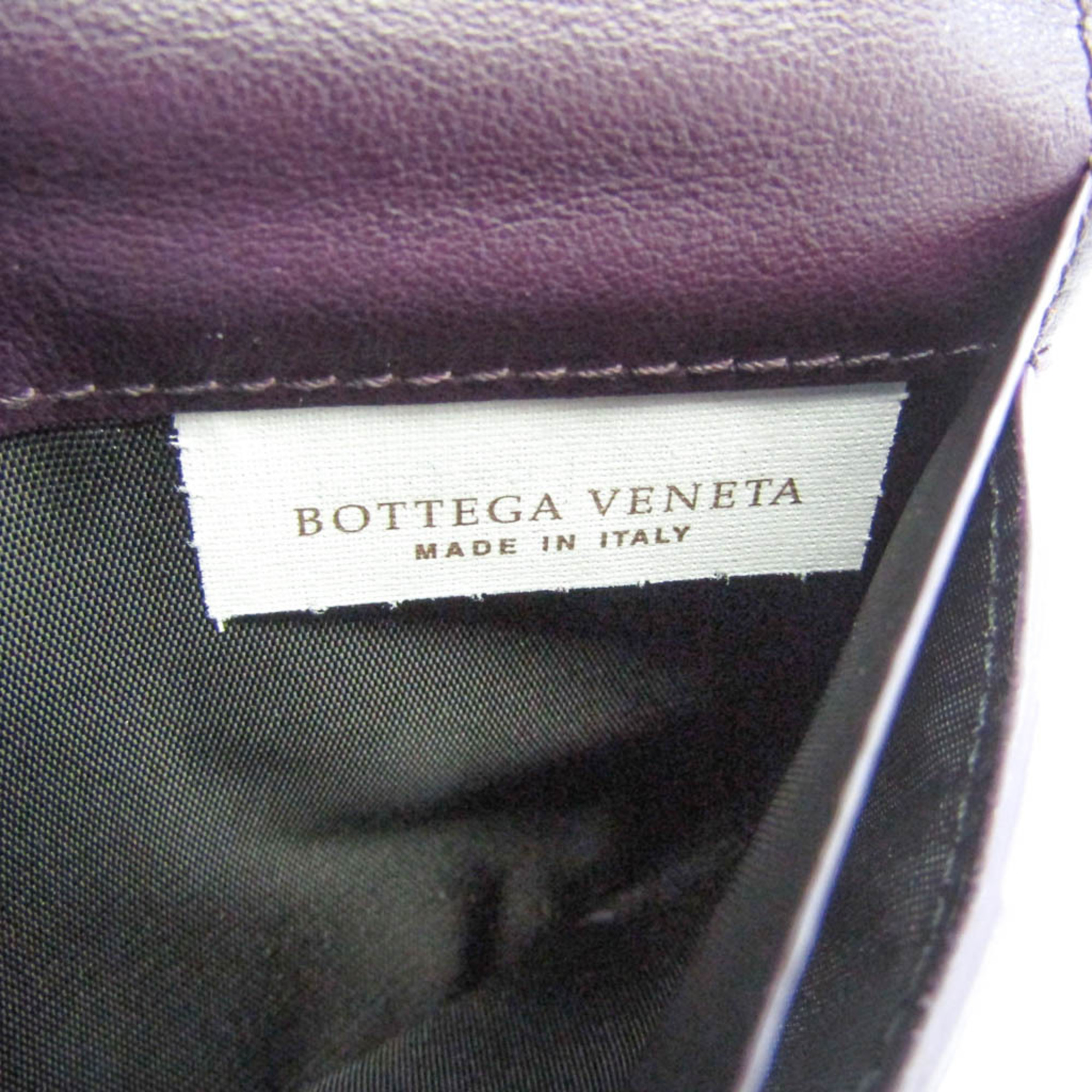Bottega Veneta Intrecciato Women's Leather Middle Wallet (bi-fold) Pink Red,Purple