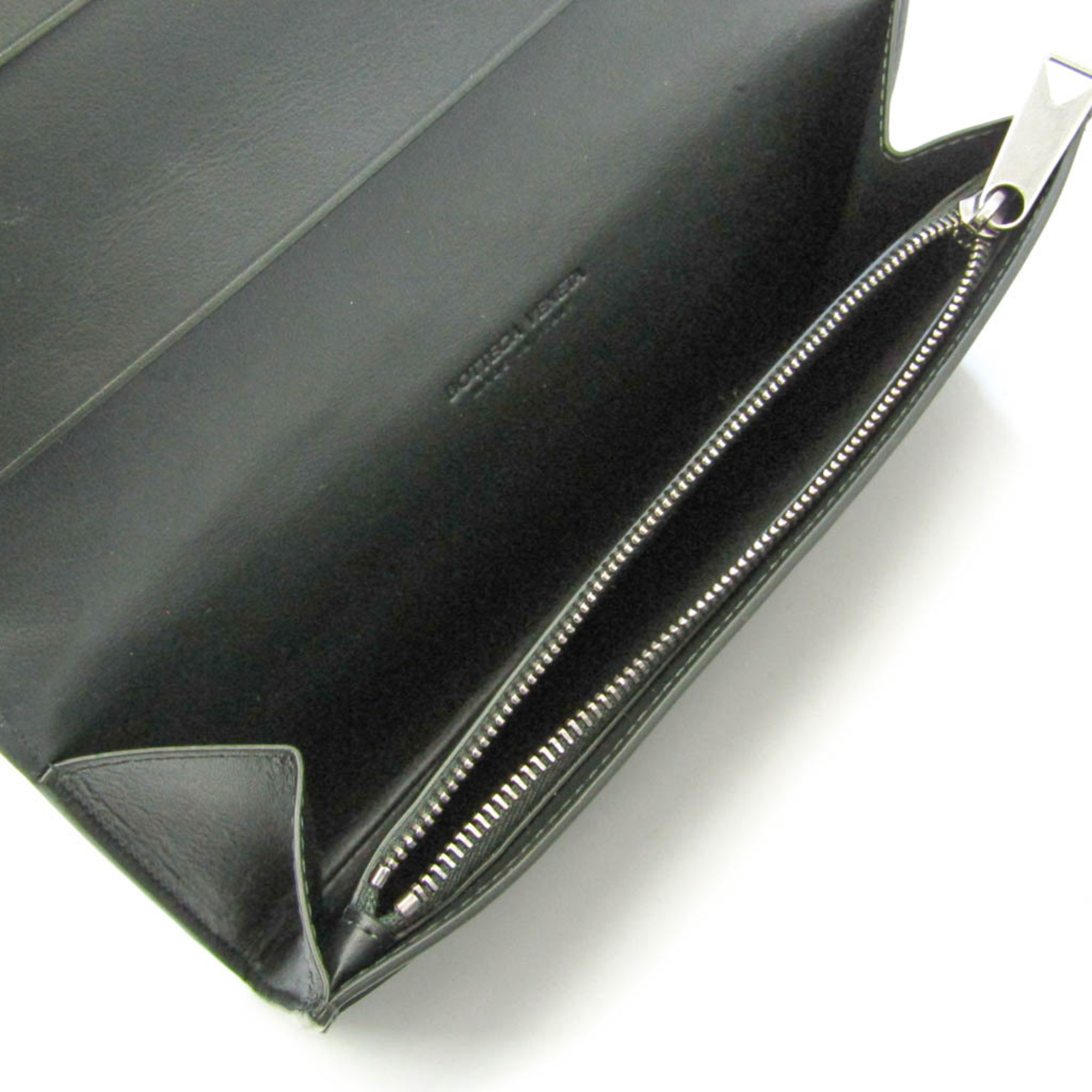 Bottega Veneta Intrecciato 591365 Women,Men Leather Long Wallet (bi-fold) Black