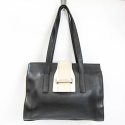 Max Mara Women's Leather Tote Bag Black,Cream,Off-white