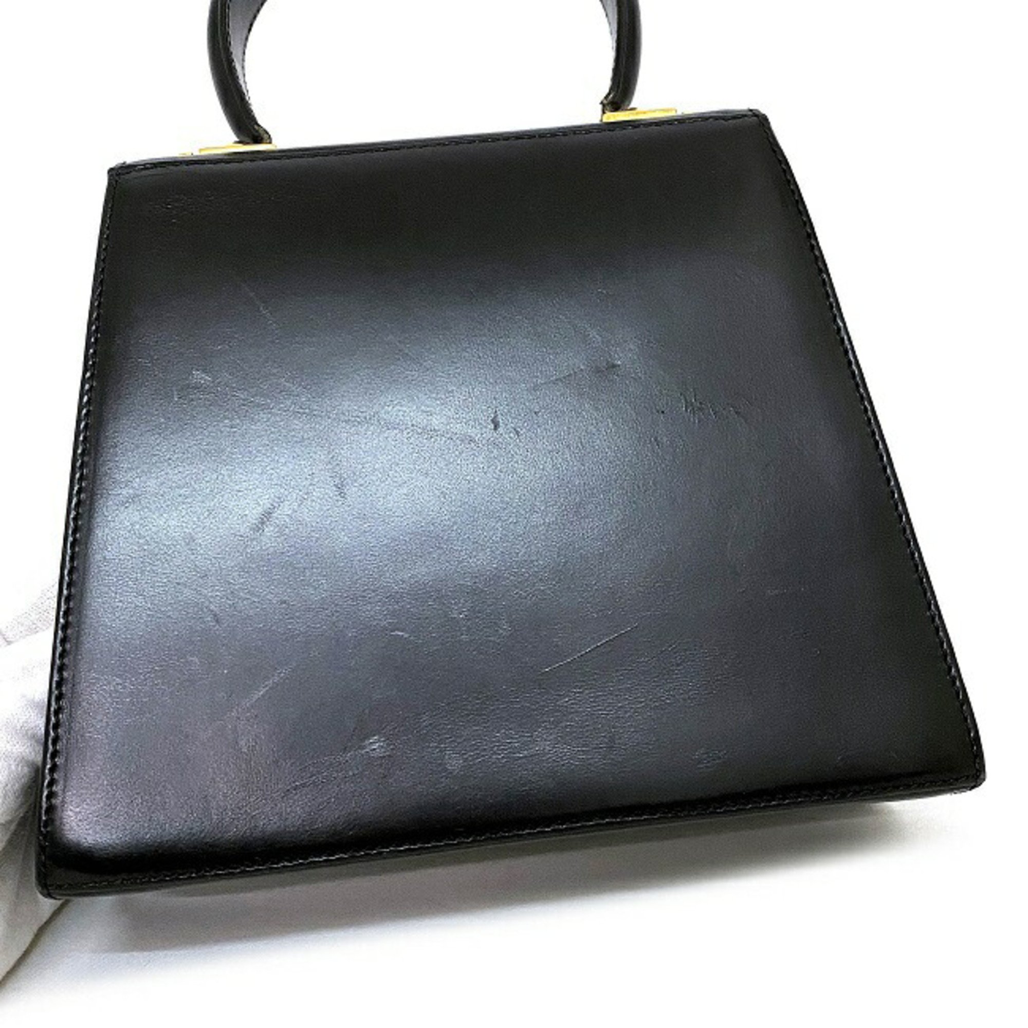 Salvatore Ferragamo 2way Black Gold Gancini BX-212193 Leather Handbag Shoulder Ladies Flap