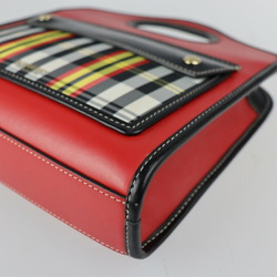 BURBERRY Burberry mini pocket bag handbag leather nylon canvas red black multicolor gold metal fittings check pattern 2WAY shoulder
