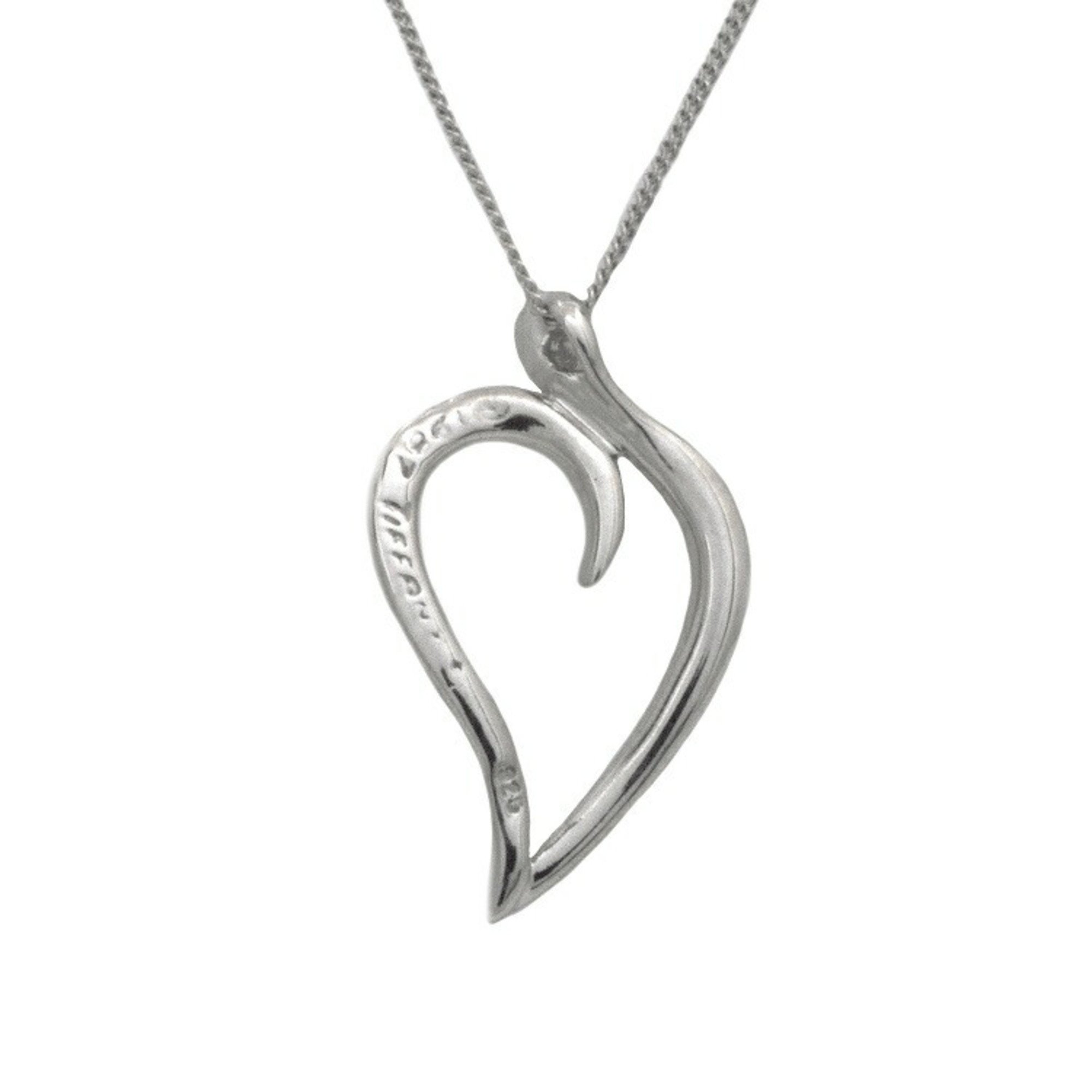 Tiffany Necklace Silver Elsa Peretti Ag 925 Sterling TIFFANY&Co. Open Leaf Heart Women's Pendant