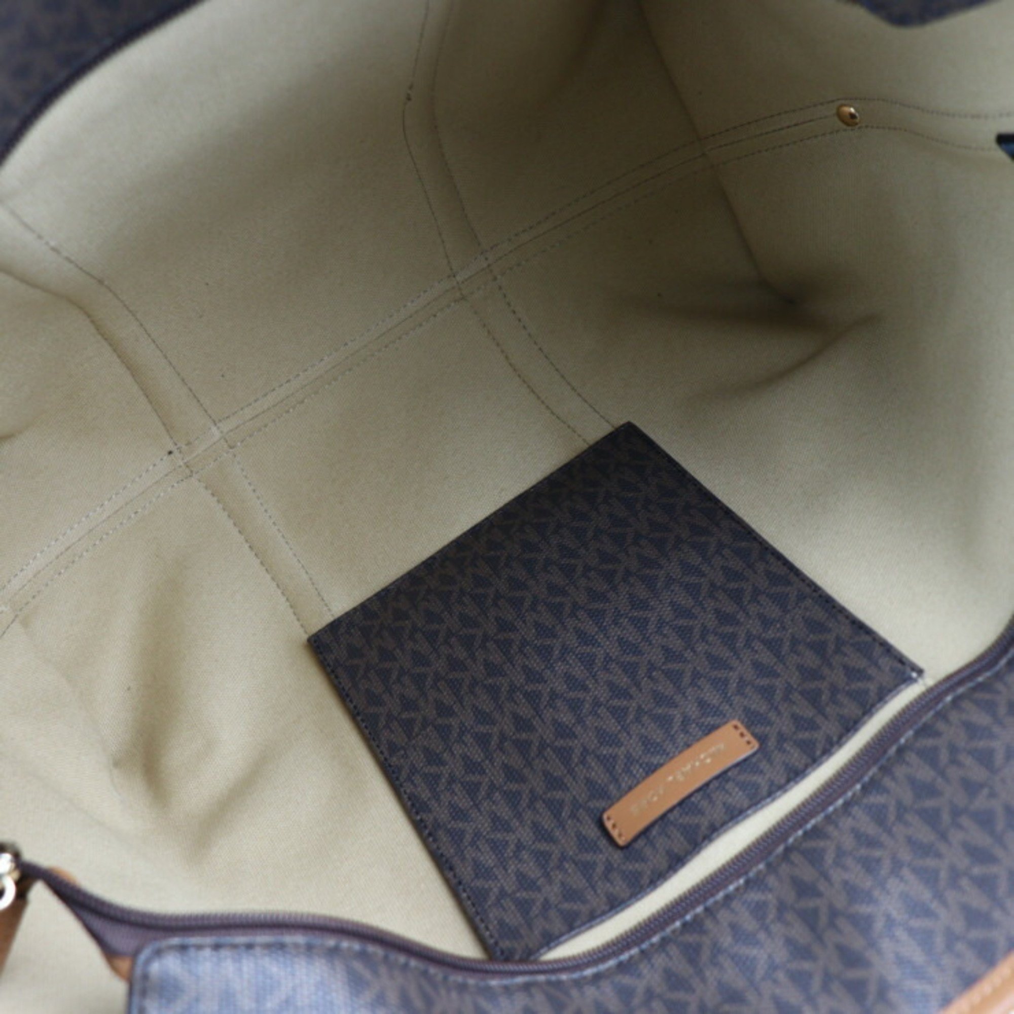 Michael Kors Tote Bag 30T0GKNT3B PVC Leather Brown Series Gold Hardware 2WAY Shoulder