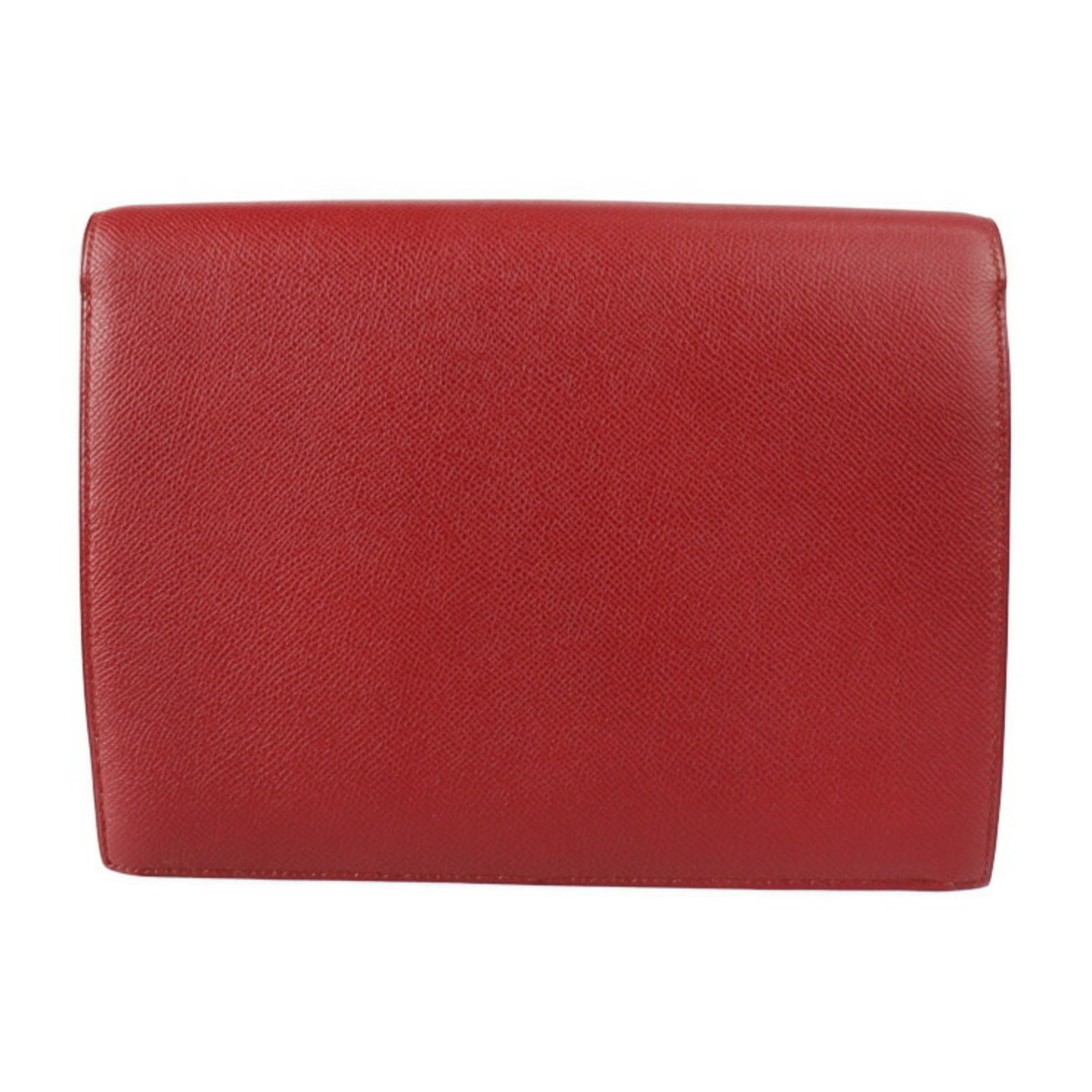 HERMES Hermes Faco Clutch Bag Couchbel Red Series Second 〇T Engraved